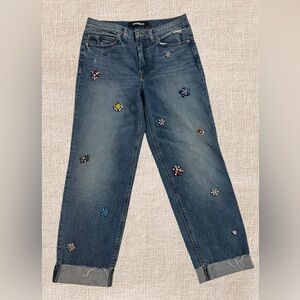 Express original girlfriend, embellish jewel distress jeans
